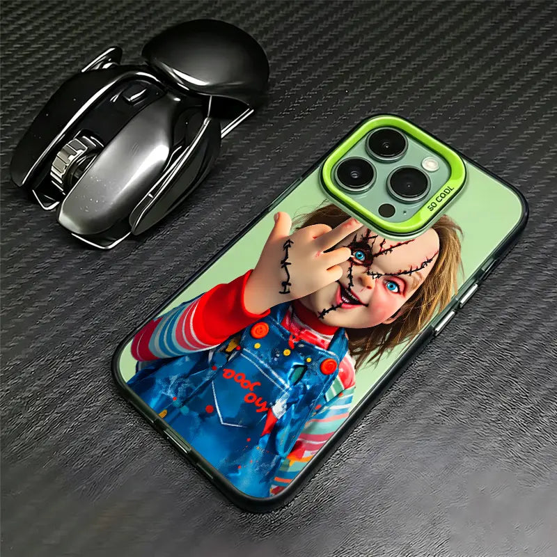 Chucky Creepy Gesture Pattern TPU phone case for iPhone 17 Air 16 Pro Max 15 14 Plus 13 12 11 XR XS Samsung Galaxy S26 S25 Ultra S24 S23 S22 Plus S21 stylish camera protection Shockproof Anti Drop Durable Phone Case.