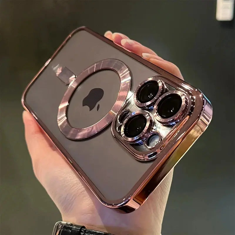 Luxury Transparent MagSafe Wireless Charging Cover for iPhone X,XS,XR,11,12,12 Pro,13,14,15,16,17,17 Air,Pro Max,Plus - Magnetic Soft Silicone Casing, Matte Purple Gradient Glitter Bling, Shockproof Smartphone Cellphone Handheld Devices Accessory