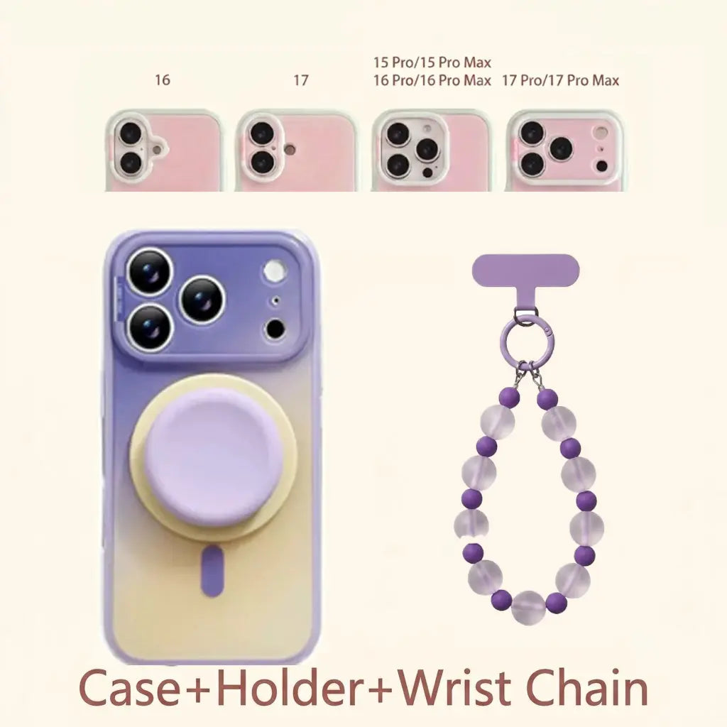 Magnetic 2-in-1 double-layer gradient full-cover AI button case, suitable for iPhone 17/16/15 Pro Max, iPhone 16, iPhone 15 hard case