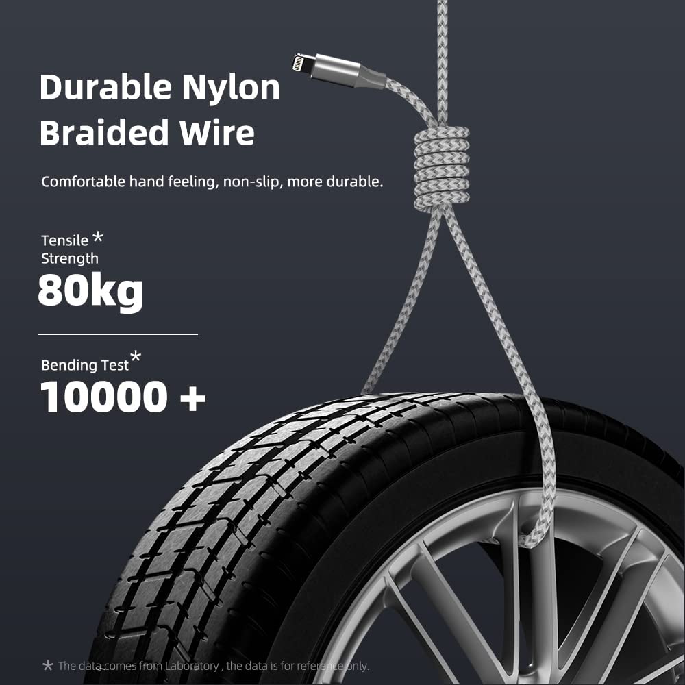 iPhone Charger,3 Pack 10ft MFi Certified Lightning Cable Fast Charging Cord | Nylon Braided Phone Fast Charging High Speed Data Transfer Sync Cord for with iPhone 14 13 12 11 Pro Max iPad Air iPad Mini