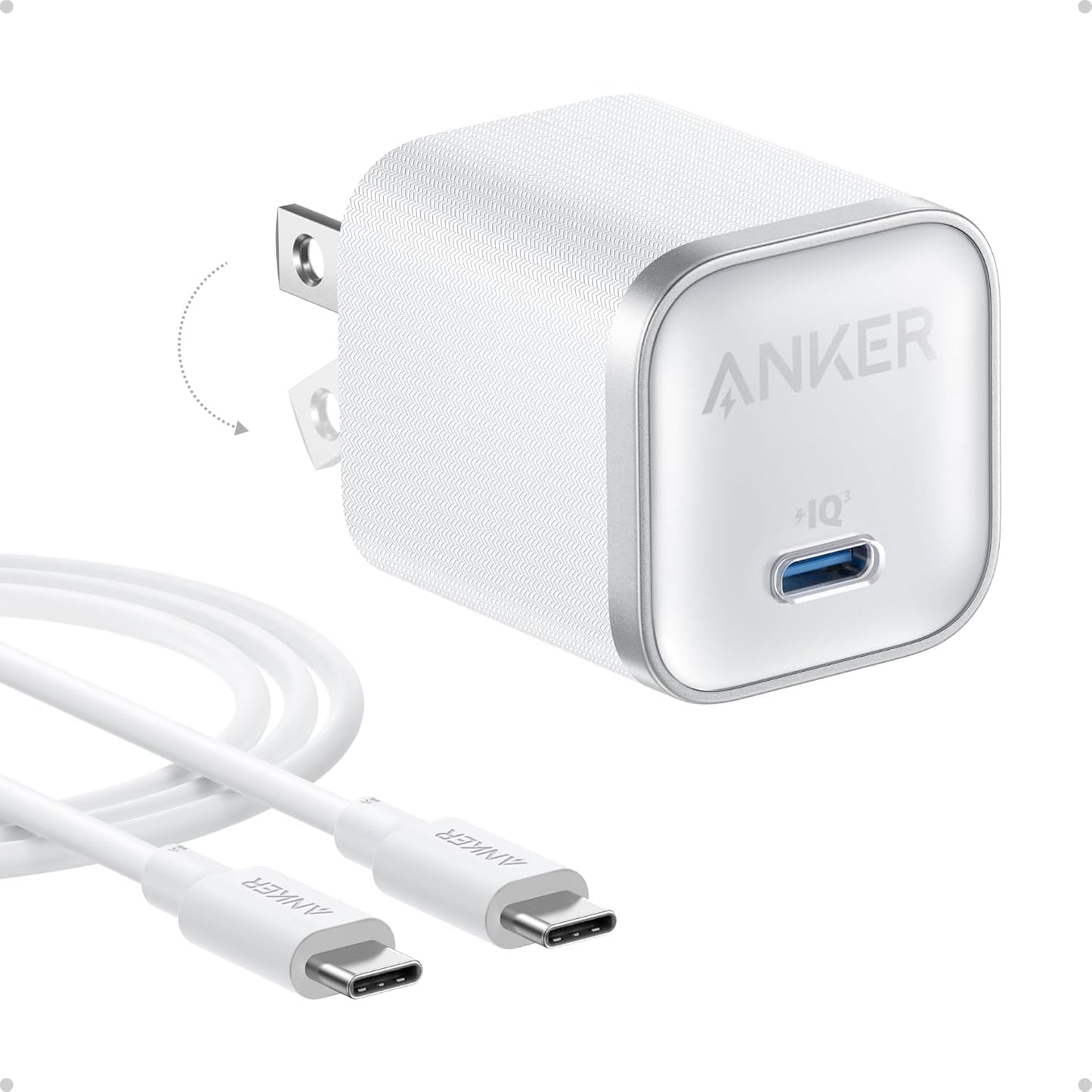 Anker iPhone Charger, 45W Type C Fast Charging, USB C Charger Block | Includes 6FT USB-C Cable and Foldable Plug, for iPhone 17/16 Series,MacBook, Pixel 9, iPad and More
