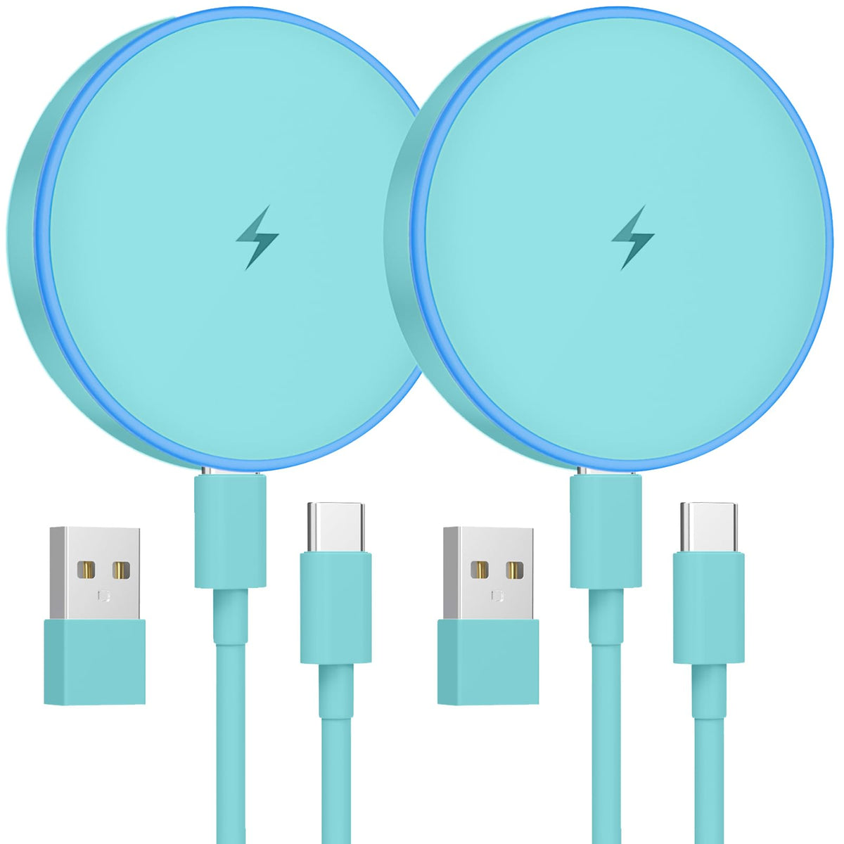 MagSafe Charger 2 Pack Magnetic Wireless Charger Fast Charging Pad | Two USB-C cables and two USB-A adapters, compatible with iPhone 17/16/15/14/13/12 Series and AirPods 4/3/2/Pro