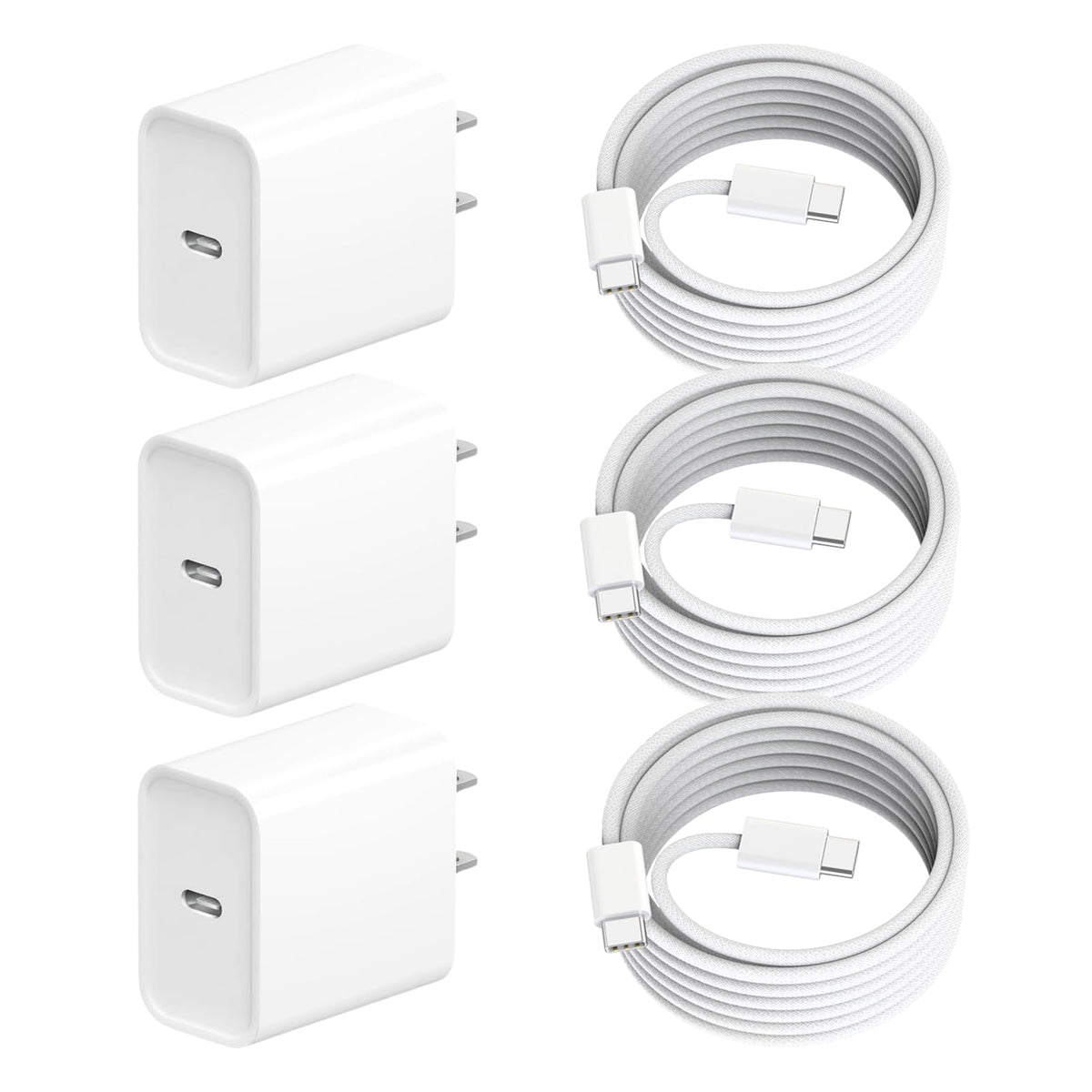 3 Pack Fast Charger iPhone,【Apple MFi Certified】6FT iPhone Charger Fast Charging USB C Block Wall Adapter 6 Foot Type C to Lightning Cable for iPhone 14 Pro Max/14 Plus/13 Pro/12/12Pro/11/XS/X,AirPods