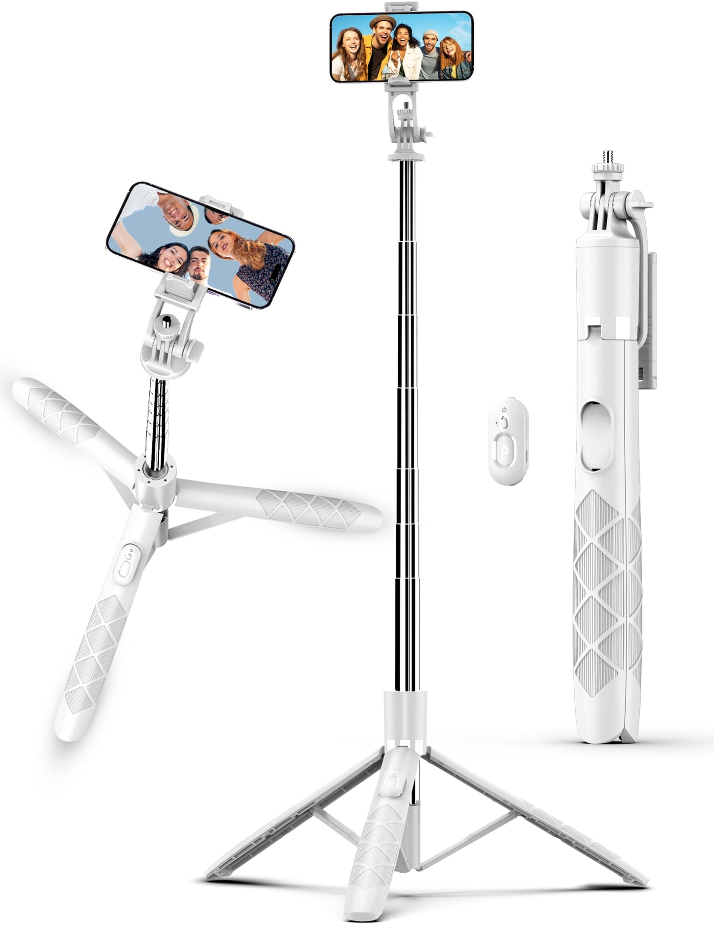 71" Phone Tripod & Selfie Stick, All in One Extendable Cell Phone Tripod with Wireless Remote, Tripods Stand for iPhone & Travel Selfie Stick 360° Rotation Compatible with iPhone Android, Camera