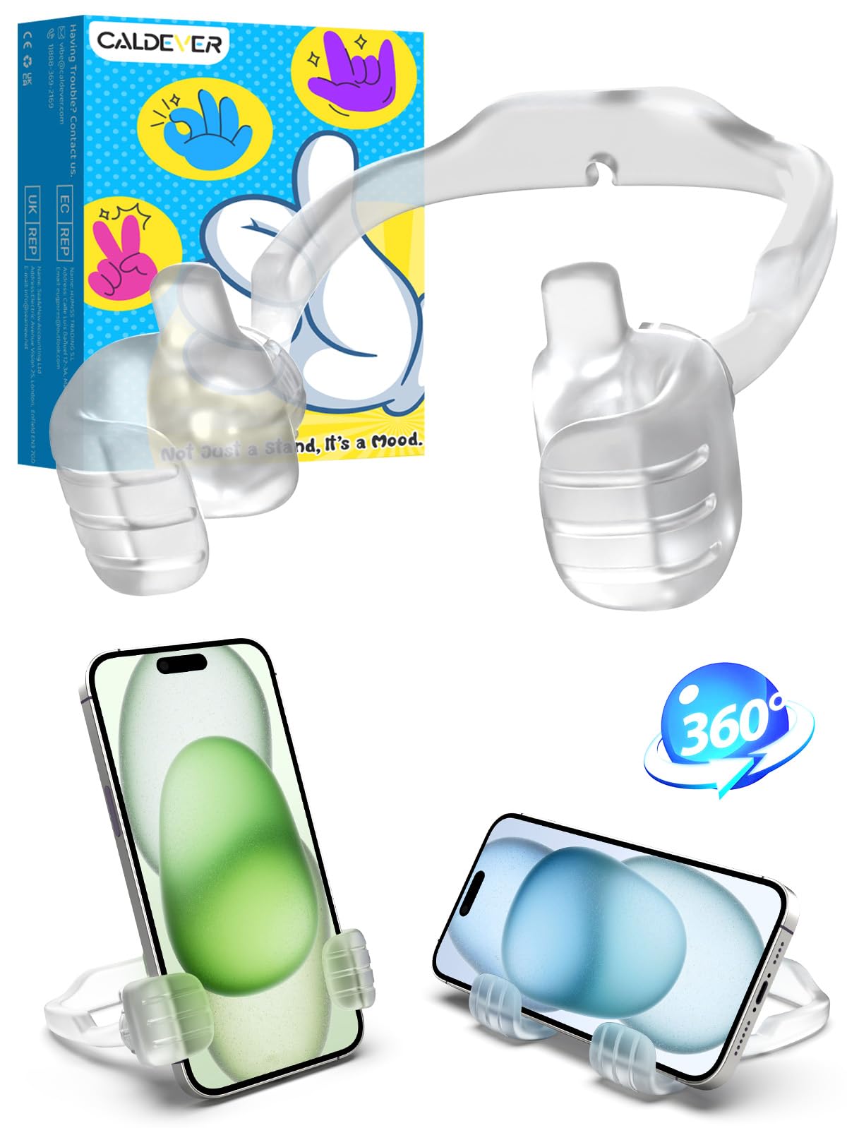 Stocking Stuffers for Teens Boys Girls Kids Gifts Cell Phone Stand for Desk | Upgrade Adjustable Thumbs Up Lazy Phone Holder for iPhone, Christmas Birthday Gifts for Men Women Adults Husband Wife, Blue