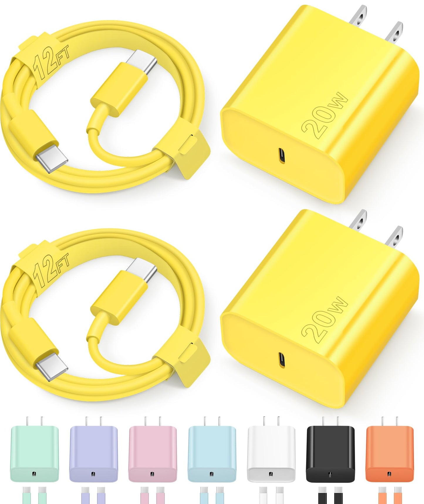 iPhone 17 16 15 Charger Fast Charging Type C Chargers USB C Charger Block | for iPhones, iPads,Tablets, Android phones,20W iPhone Charger USB-C Power Adapter,with Long 6FT USB-C Charging Cables