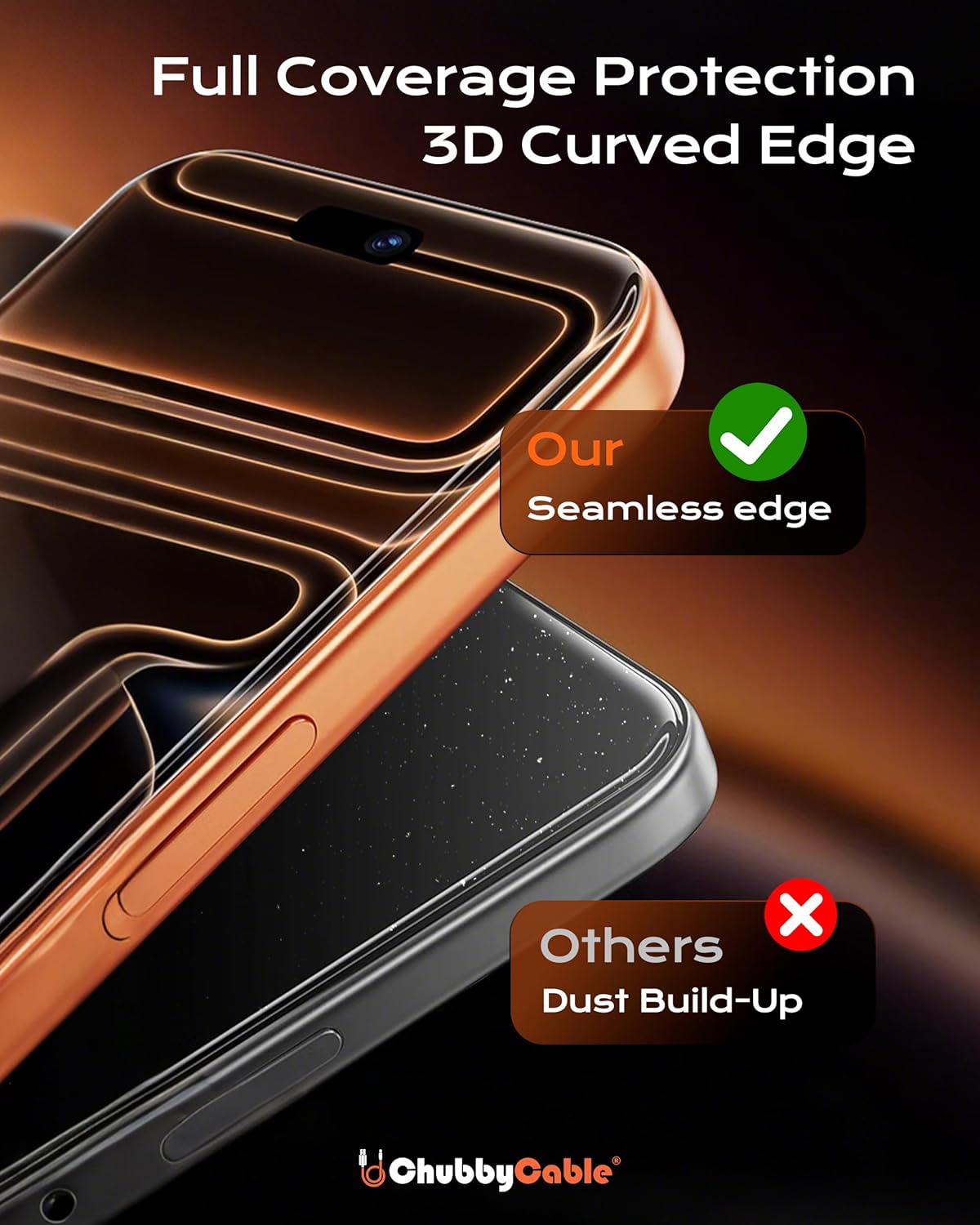 chubbycable HD Glass Screen Protector for iPhone 17 Pro Max, 2 Pack | Tempered Glass, Ultra-Easy Install Box, Auto Dust-Elimination, Bubble Free, High Clarity, Smooth Touch, Daily Protection