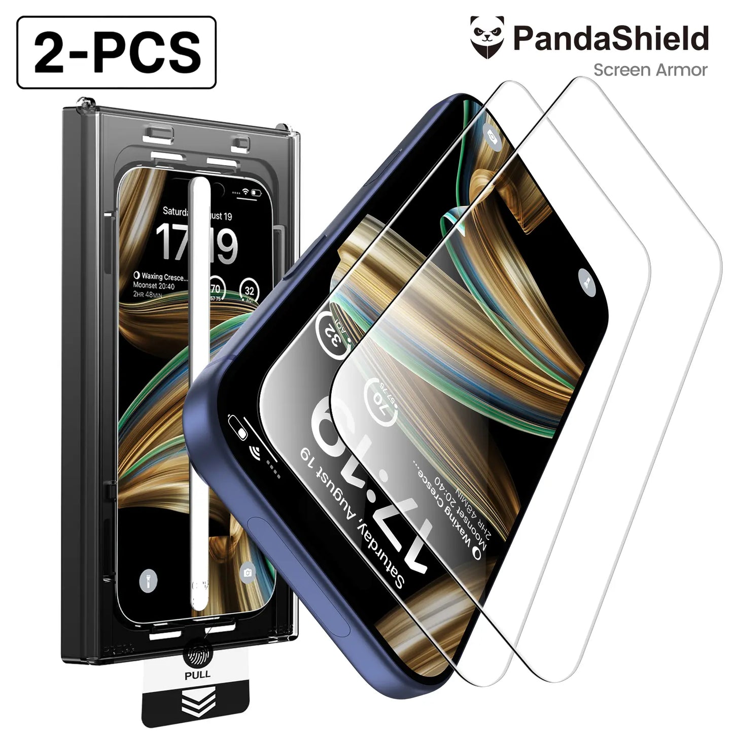 2-PCS PandaShield Transparent Privacy HD Screen Protector for iPhone 13-18 Plus Pro Max - Anti-Spy, Easy Install, 9H Hardness, Full Coverage, Smartphone Cellphone Protective Accessory