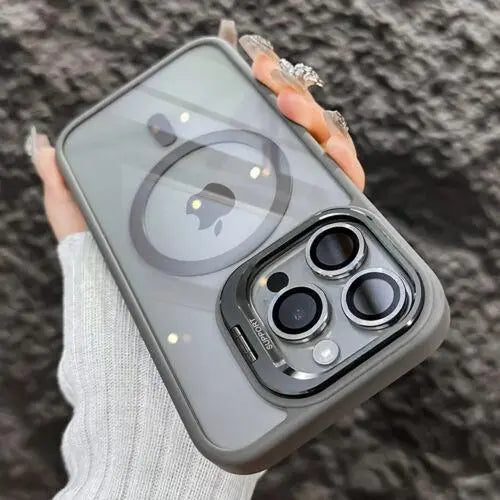 MagSafe-Compatible Protective Phone Guard, Magnetic Snap-On Smartphone Case with Camera Lens Protector, Built-in Metal Ring Stand, Military-Grade Shockproof Acrylic Full Cover for iPhone 11-17 Pro Max - Wireless Accessories, Mother's Day Gift