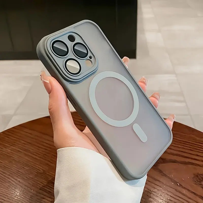 Luxury Magnetic Wireless Charging Phone Case for iPhone 17 16 15 14 13 12 11 Pro Max plus Matte Translucent Hard Pc Armor Shockproof Camera Lens Case