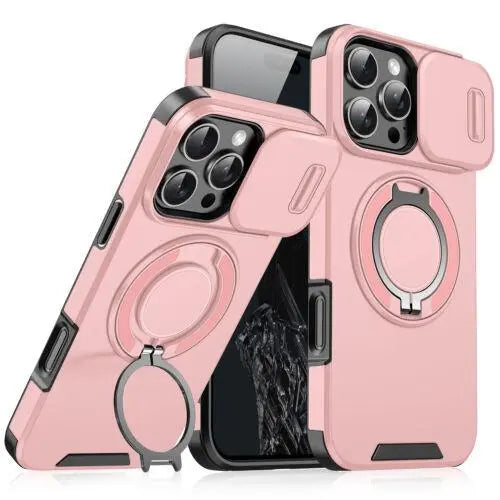 OREKROY Case For iPhone 17 Pro Max 17 Air 17 Pro 17 16 15 14 Plus 13 12 with Slide Camera Lens Protection Cover,360 Rotating Ring Kickstand MagSafe Magnetic Holder Military Grade Shockproof Protective Phone Cover