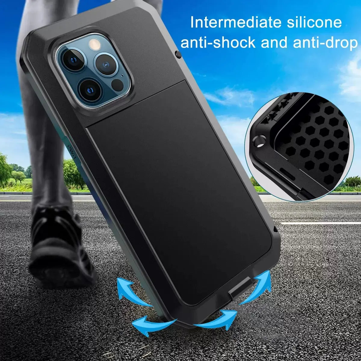 Military Grade Metal Case for iPhone 17 Air 16 15 14 Pro Max - IP54 Waterproof Heavy Duty Armor with Built-in Gorilla Glass Screen Protector, Full Body Shockproof Rugged Cover