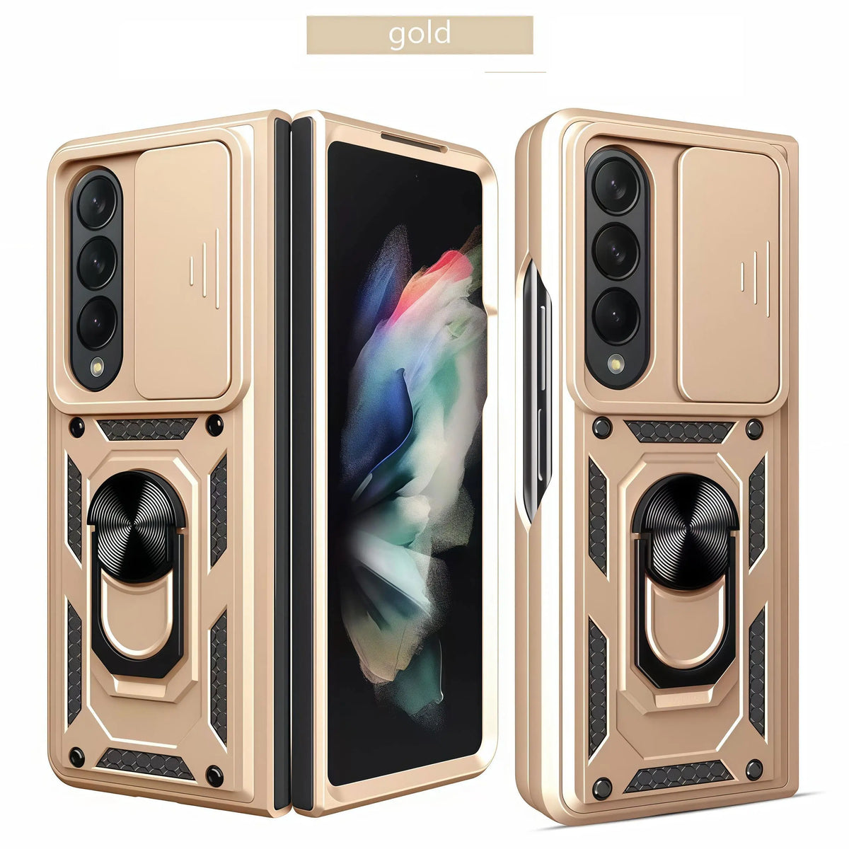 Heavy Duty Armor Phone Case For Samsung Galaxy Z Fold 4 | Camera Lens Protector & Ring Stand Cover Phone Case For Z Fold 3/4/5/6/7 Transparent Soft Silicone Phone CasesShell Tough Phone Cover fashion gift,anti-drop case#SJTCK tiktokshopbacktoschool