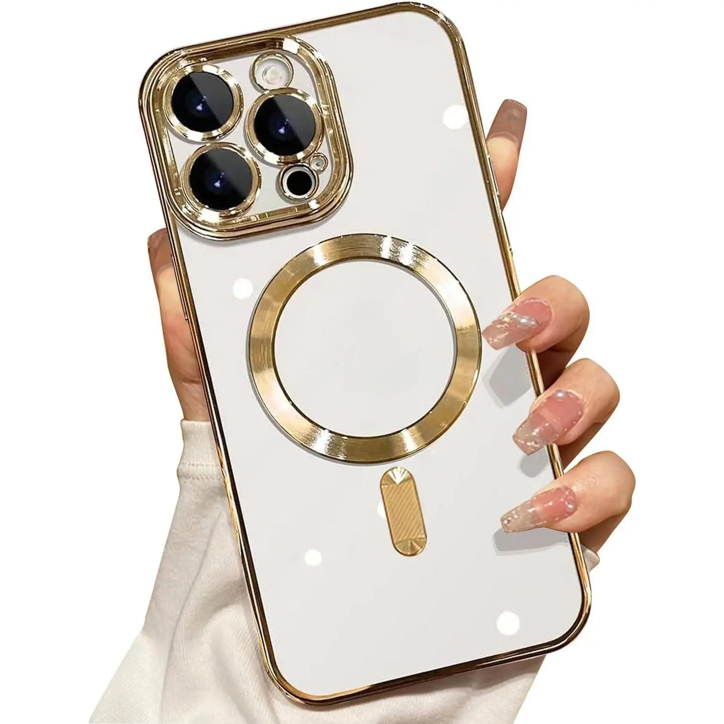 For iPhone17 16 15 14 13 12 11 Pro max Plus MagSafe Cases with Camera Lens Protector Full Protection Clear Magnetic Case Compatible with MagSafe Elegant Anti-Scratch Case Cover Shockproof Protective Case for 17 Pro Max