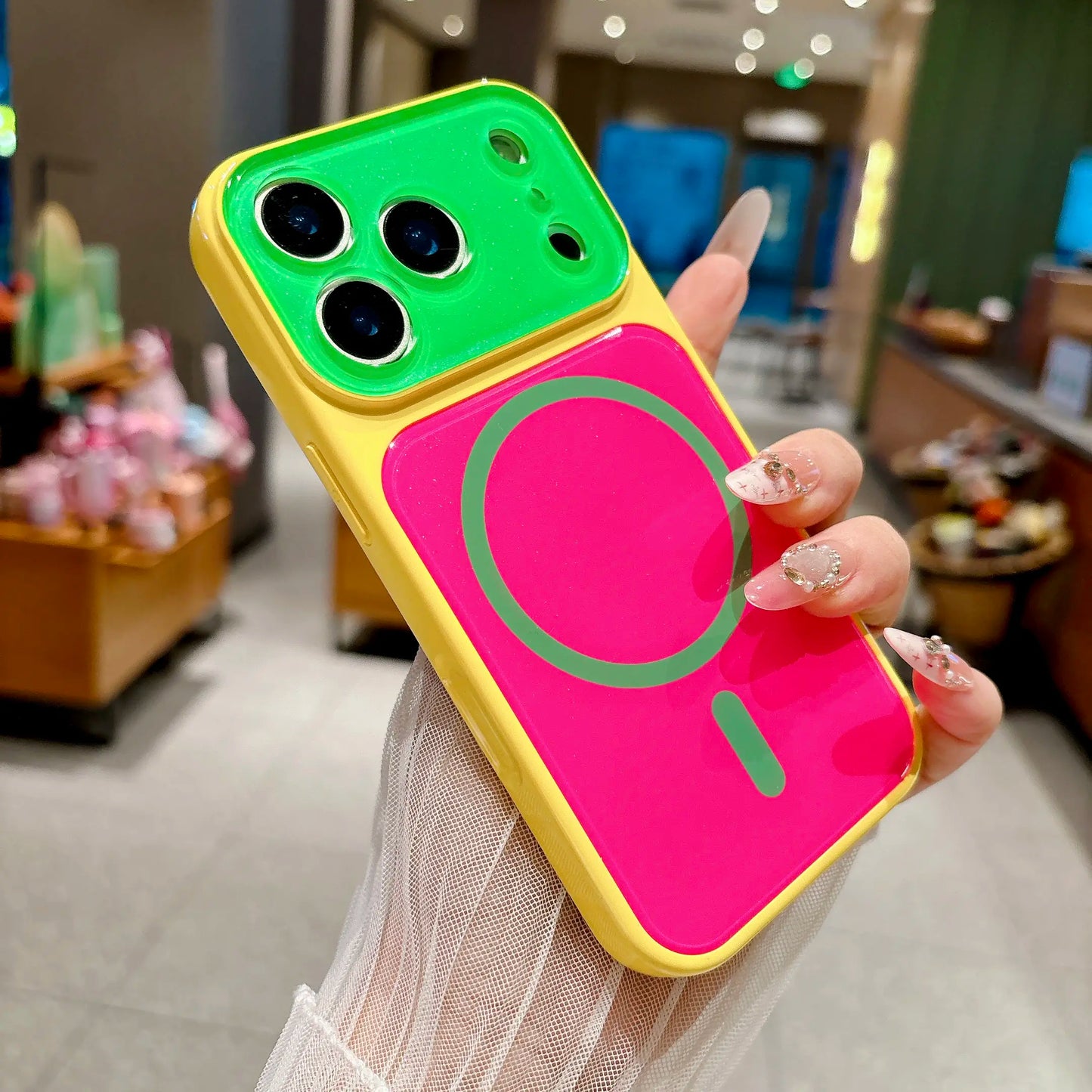 #SummerFinds dopamine Contrast color newly upgraded with magnetic suction Suitable for iPhone 17 16 15 14 Pro Max Magnetic phone case Contrast color full lens protection Compatible with iPhone 17 Pro Max Magnetic phone case No paint peeling, anti-fall an