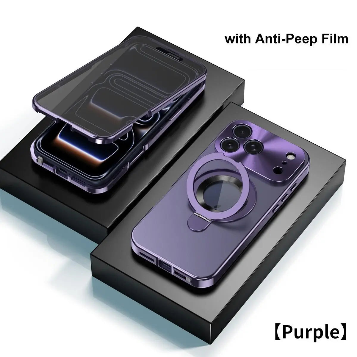 Aesthetic Magnetic Smartphone Casing - Anti-Peeping, Shockproof, Leakproof Stand, Anti-Fingerprint Protective Cover with Screen Protection for European Customized Devices, Compatible with iPhone 17 Pro Original Back Panel, iPhone 16/15/14/13