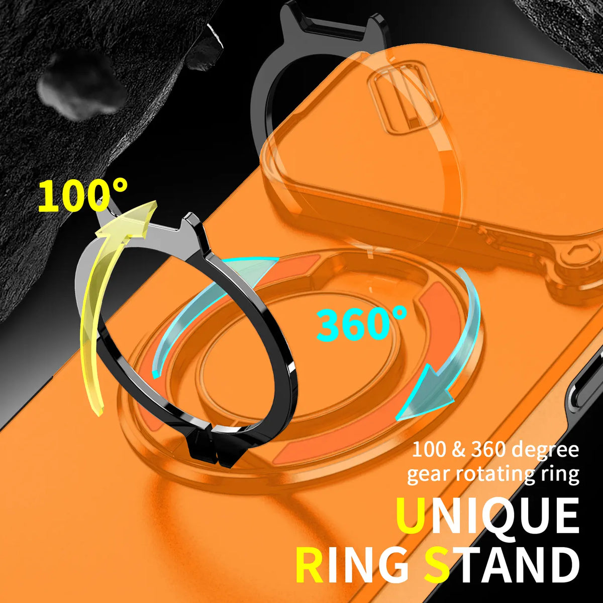 For iPhone 17 16 15 14 13 12 Pro Max with Camera Protector Case, 360 Rotated Ring Kickstand Holder Military Grade Shockproof Protective Cover