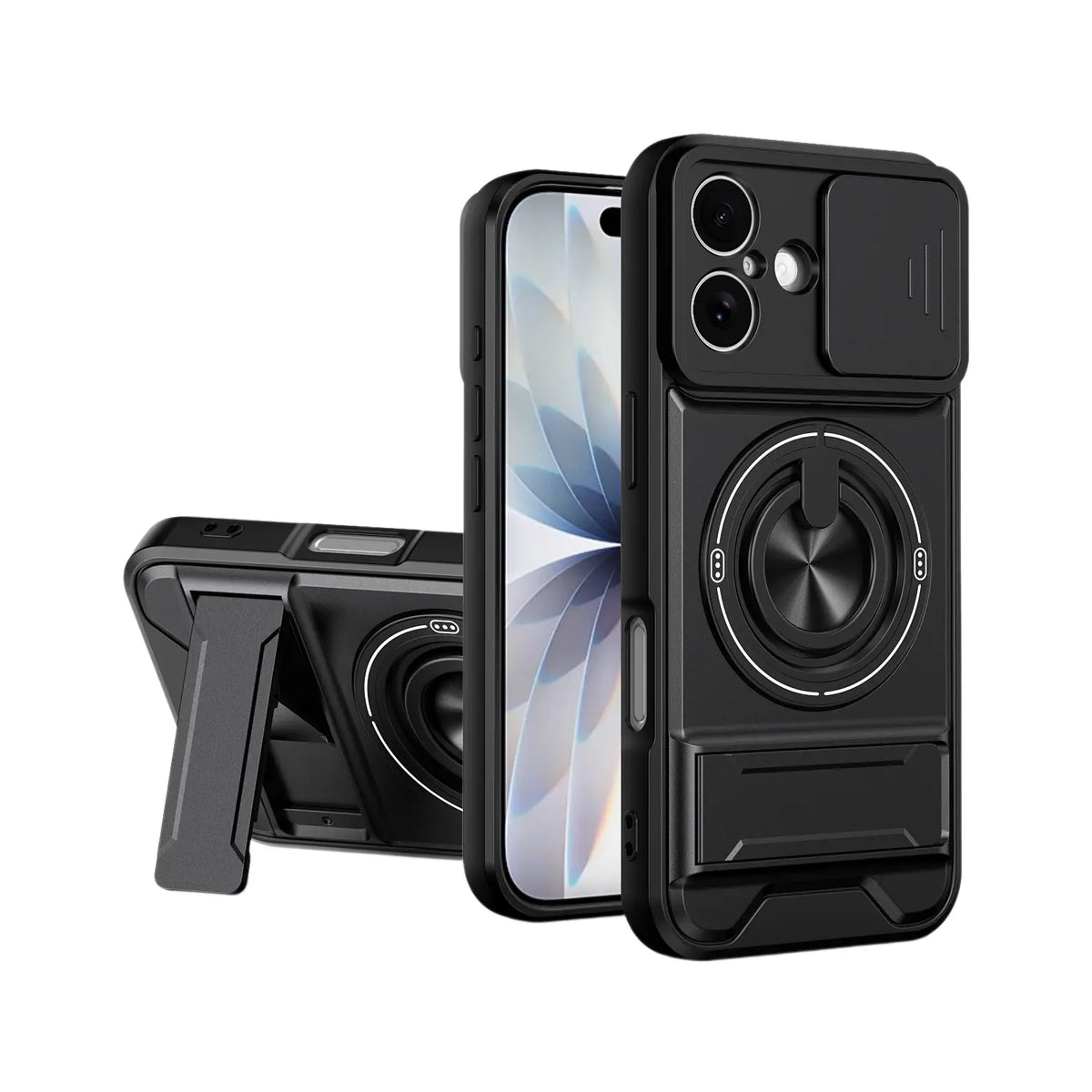 New Mecha Push Window Phone Case, Ring Military Grade Shockproof Cover For iPhone 17/16/15/11 Pro Max & Samsung S26ULTRA S26PLUS S26 S25 S24 S23 S22 21 20