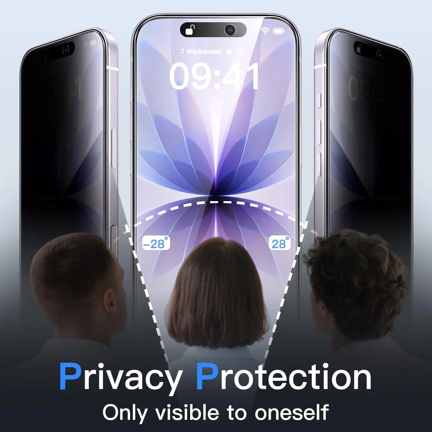JETech Anti-Spy Tempered Glass Privacy Screen Protector with Camera Lens Protector for iPhone 17 Series Smartphone, Handheld Cellphone Devices, Easy Installation Tool, 2-Pack, Protection