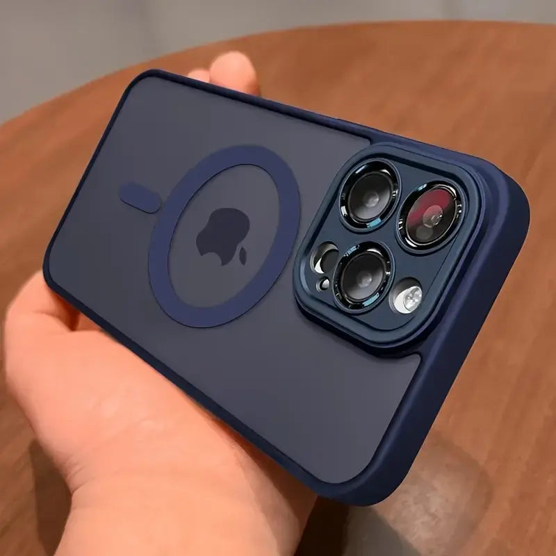 Luxury Magnetic Wireless Charging Phone Case for iPhone 17 16 15 14 13 12 11 Pro Max plus Matte Translucent Hard Pc Armor Shockproof Camera Lens Case