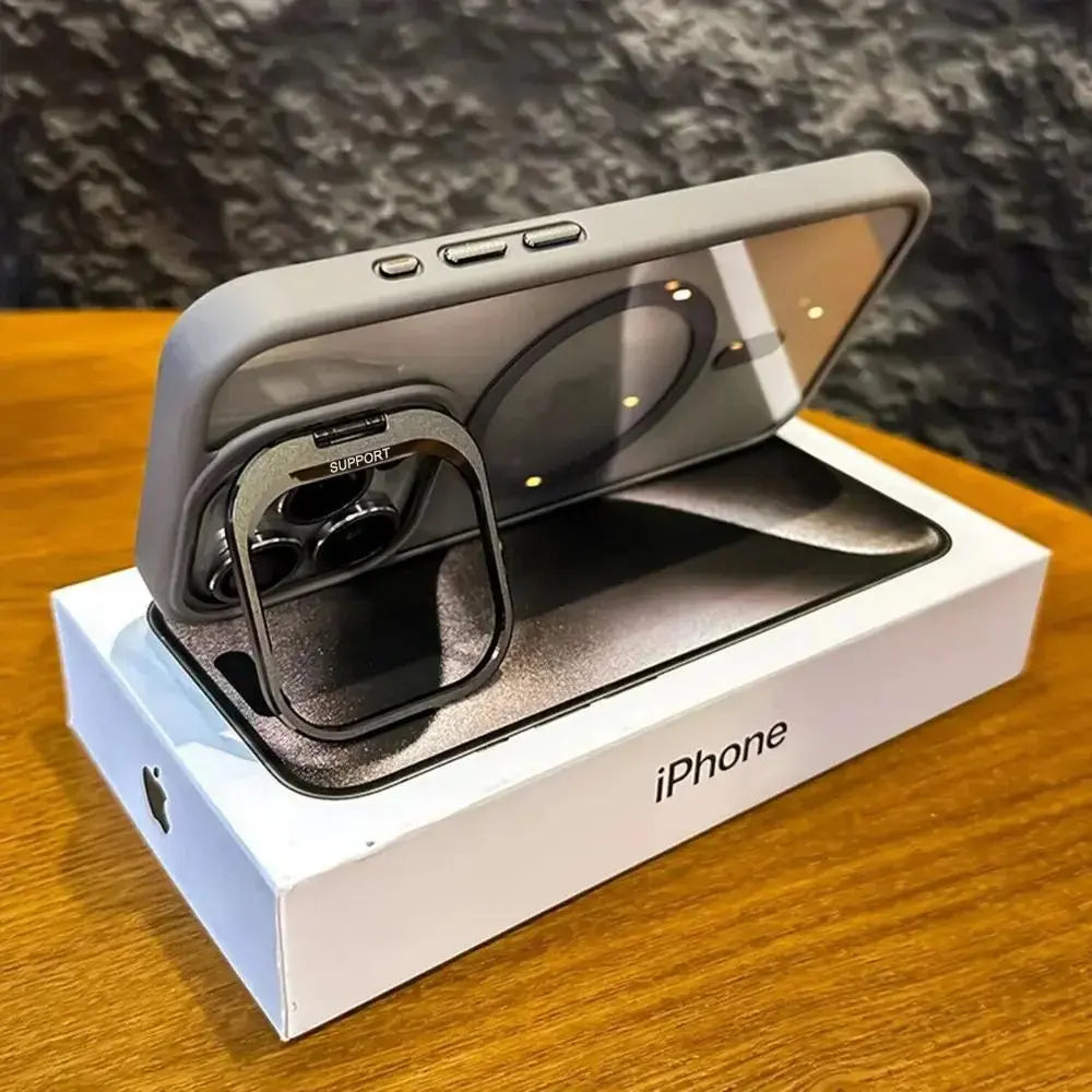 For iPhone 17 16 15 14 13 12 11  Pro ProMax Plus  Air series Magnetic Case,Compatible with MagSafe,Built-in Stand & Camera Lens Protector, Drop Shockproof Clear Acrylic Protective Phone Cover.