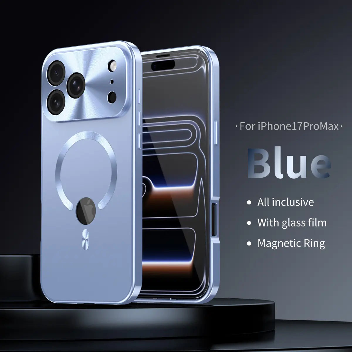 iPhone 17 Pro Max Purple Casing Cover Bundle - Metal Aluminum Frame, PC Back, Magnetic TPU Back, Tempered Glass Privacy Screen Protector, Lens Guard, Installation Included, International Protection Warranty for Cellphones tiktokshopbacktoschool, Customize