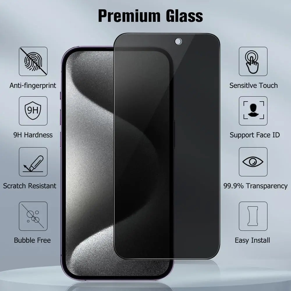 5 Pack Privacy Screen Protector Tempered Glass For iPhone 17 16 15 14 13 12 11 Series Pro Max Plus XR XS Max 8 7 6 SE