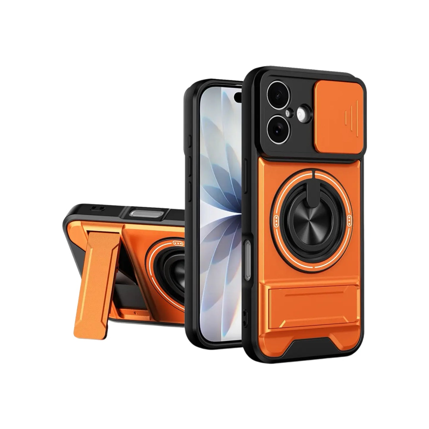 New Mecha Push Window Phone Case, Ring Military Grade Shockproof Cover For iPhone 17/16/15/11 Pro Max & Samsung S26ULTRA S26PLUS S26 S25 S24 S23 S22 21 20