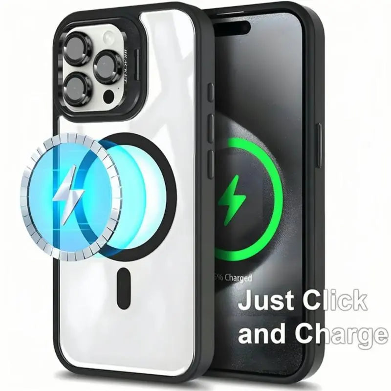 Luxury Magnetic Shockproof Phone Case For iPhone 17 Pro Max 16 15 14 13 12 11 Magsafe Funda Stand Glass Lens Protector Cover