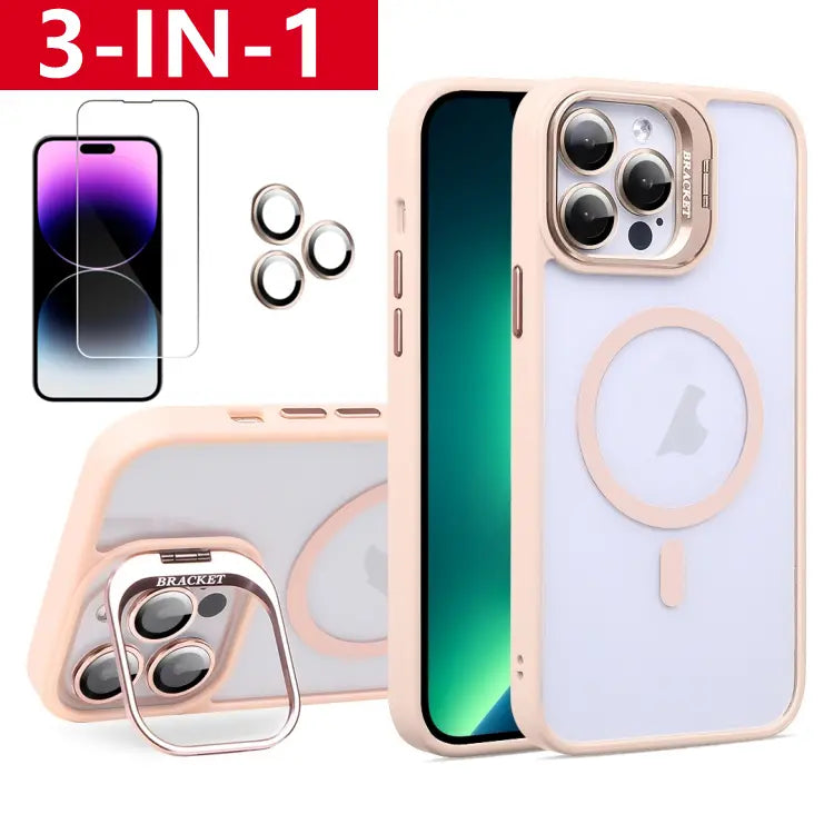 3-in-1 Shockproof Stand Protective Case for iPhone 17 Pro Max 17 16 15 14 13 12 11, with Screen Protector & Camera Lens Protector iPhone Case Cover