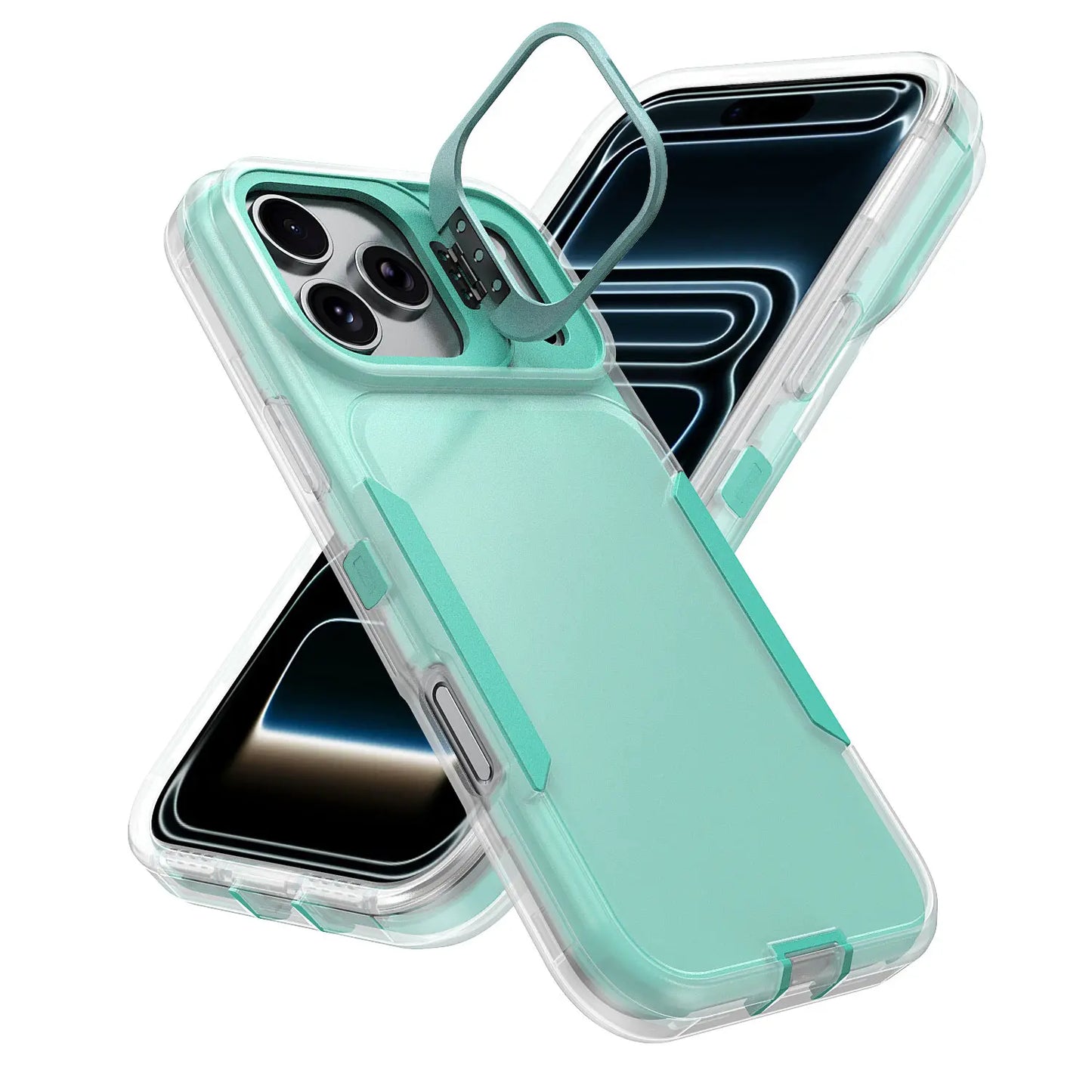 Heavy Duty Shockproof Case for iPhone 17/15/14/13/12 Pro Max with Camera Kickstand, Military Grade Drop Protection, Rugged Full Body Protective Cover