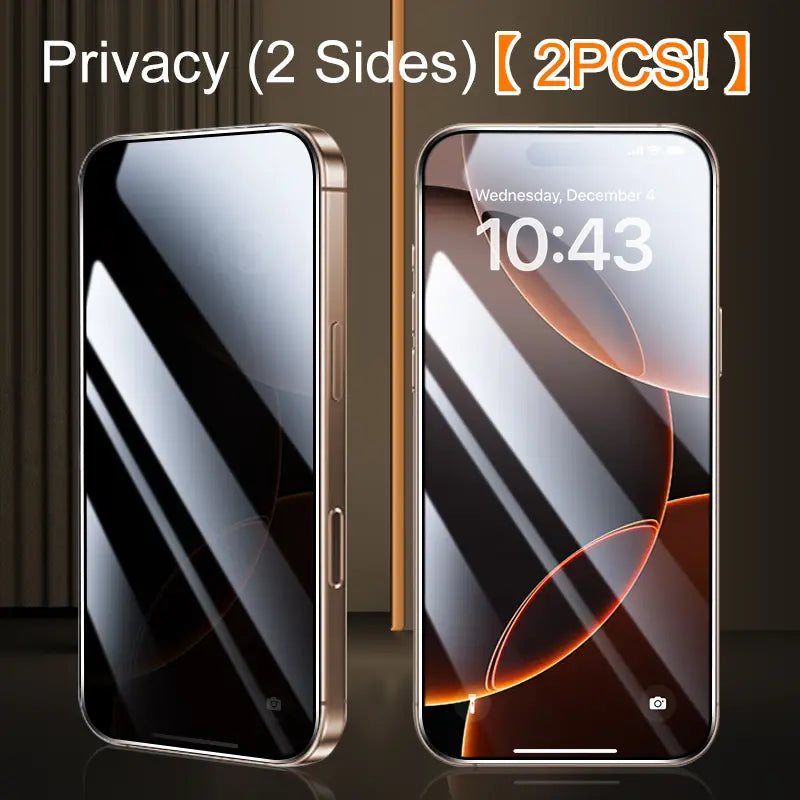 [2PCS] FUNCAT GLOBAL Screen Protector For iPhone 1716/15/14/13/12 Dust-free Applicator (Reusable Easy Installation) Headset Covered, Fully Protection, Fingerprint-proof, Electroplated Layer, Tempered glass