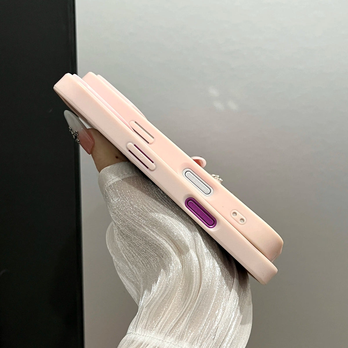A minimalist textured phone case designed for all iPhonemodels crafted from soft faux leather It offers shock-absorbing protection and features a Letter C patternmaking it ideal for commuting or campus use