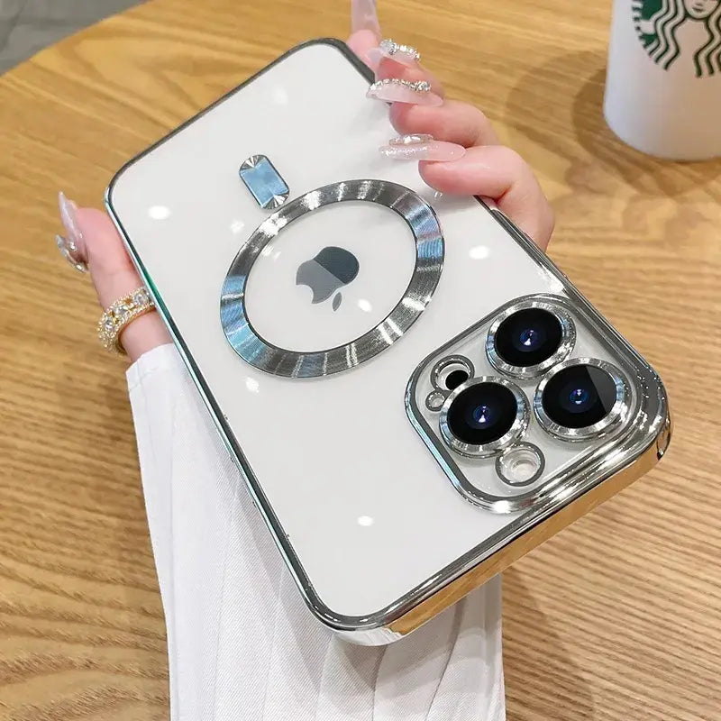 Luxury Transparent MagSafe Wireless Charging Cover for iPhone X,XS,XR,11,12,12 Pro,13,14,15,16,17,17 Air,Pro Max,Plus - Magnetic Soft Silicone Casing, Matte Purple Gradient Glitter Bling, Shockproof Smartphone Cellphone Handheld Devices Accessory