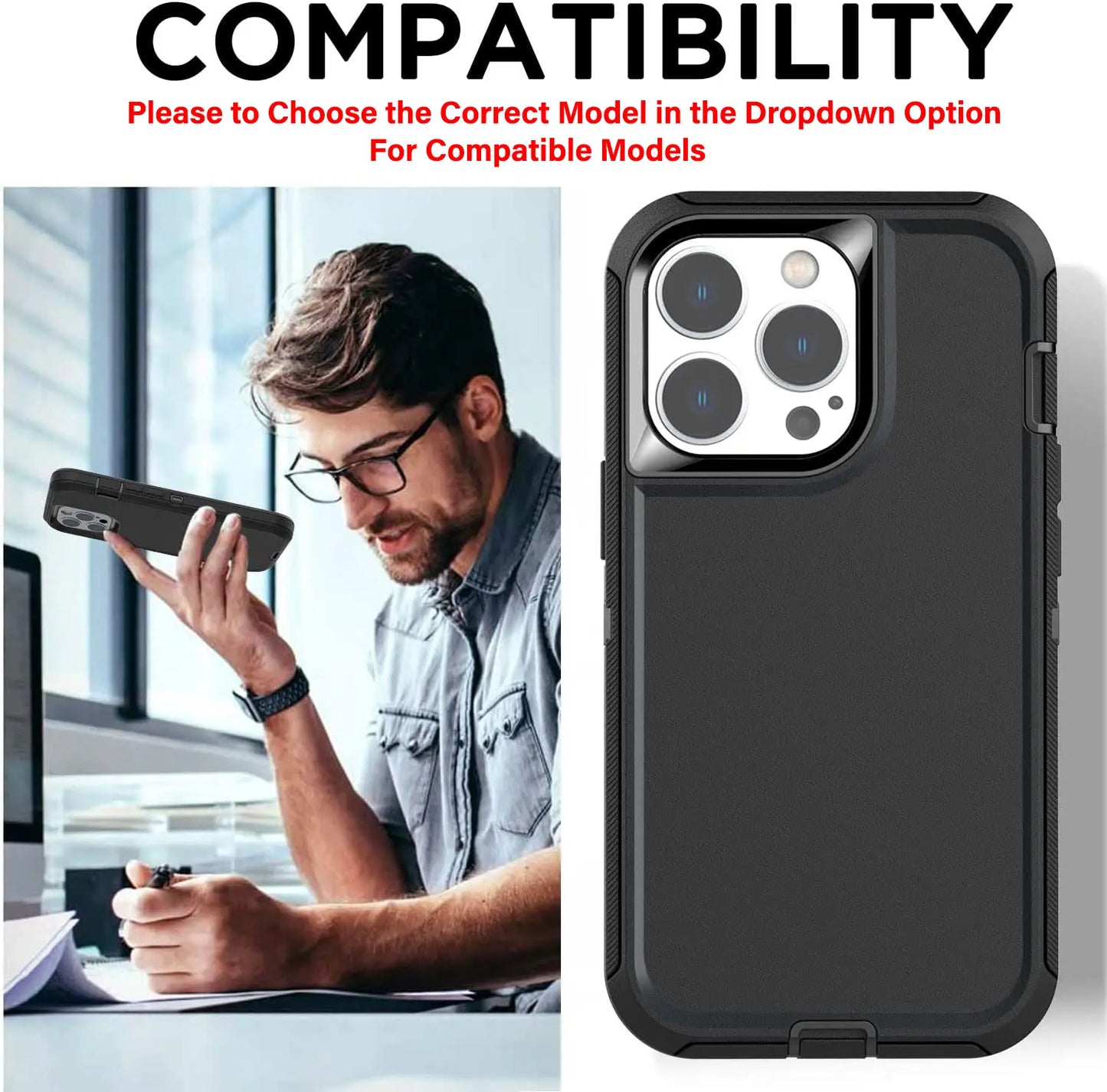 [3 in 1] Heavy Duty Rugged Case For Apple iPhone 17 Air 17e 16 16e  15 14 Plus 13 12 11 Pro Max Shockrproof Cover+ Screen Protector + Camera Lens Protector