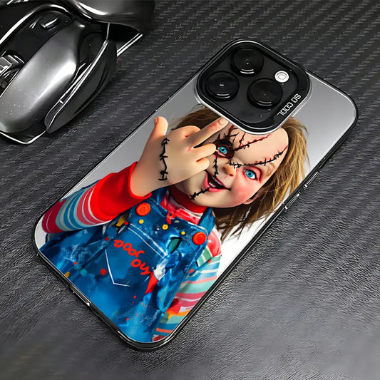 Chucky Creepy Gesture Pattern TPU phone case for iPhone 17 Air 16 Pro Max 15 14 Plus 13 12 11 XR XS Samsung Galaxy S26 S25 Ultra S24 S23 S22 Plus S21 stylish camera protection Shockproof Anti Drop Durable Phone Case.