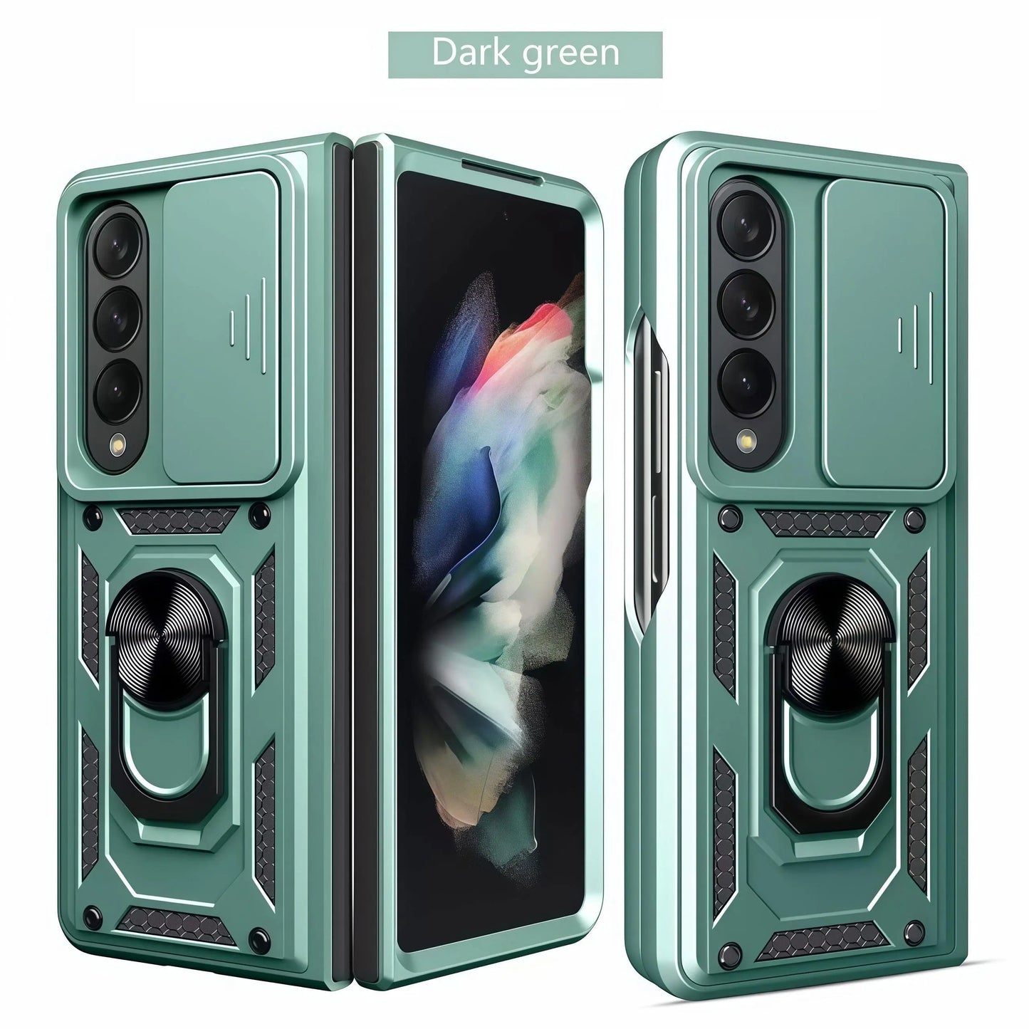 Heavy Duty Armor Phone Case For Samsung Galaxy Z Fold 4 | Camera Lens Protector & Ring Stand Cover Phone Case For Z Fold 3/4/5/6/7 Transparent Soft Silicone Phone CasesShell Tough Phone Cover fashion gift,anti-drop case#SJTCK tiktokshopbacktoschool
