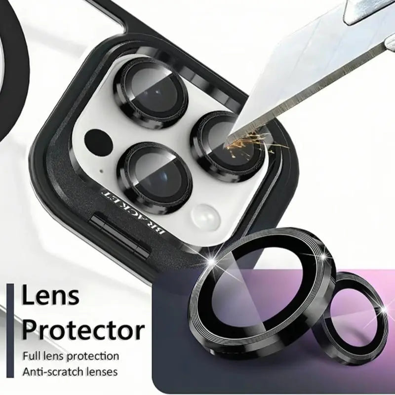 Luxury Magnetic Shockproof Phone Case For iPhone 17 Pro Max 16 15 14 13 12 11 Magsafe Funda Stand Glass Lens Protector Cover