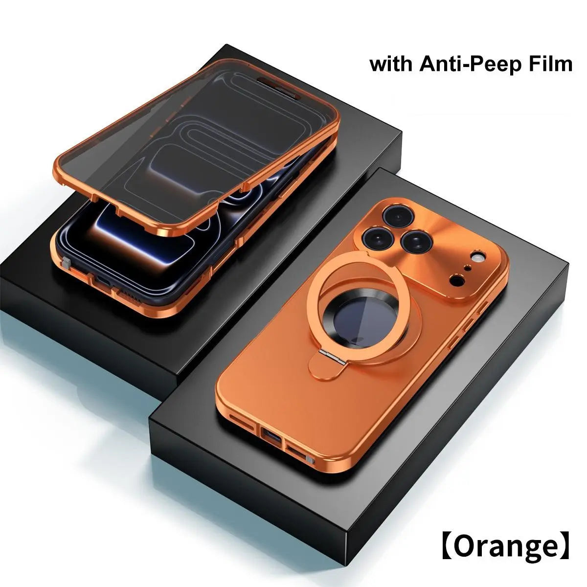 Aesthetic Magnetic Smartphone Casing - Anti-Peeping, Shockproof, Leakproof Stand, Anti-Fingerprint Protective Cover with Screen Protection for European Customized Devices, Compatible with iPhone 17 Pro Original Back Panel, iPhone 16/15/14/13