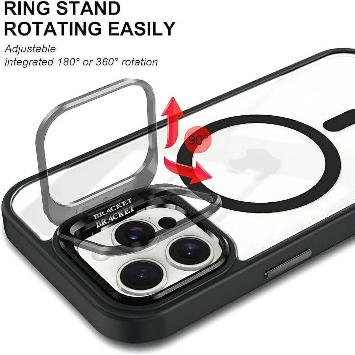 Shockproof Kickstand Heavy Duty Clear Case For Apple iPhone 17 17e Air 16 16e 15 14 Plus 13 Pro 12 11 Pro Max Compatible With MagSafe Cover + Camera Lens Protector