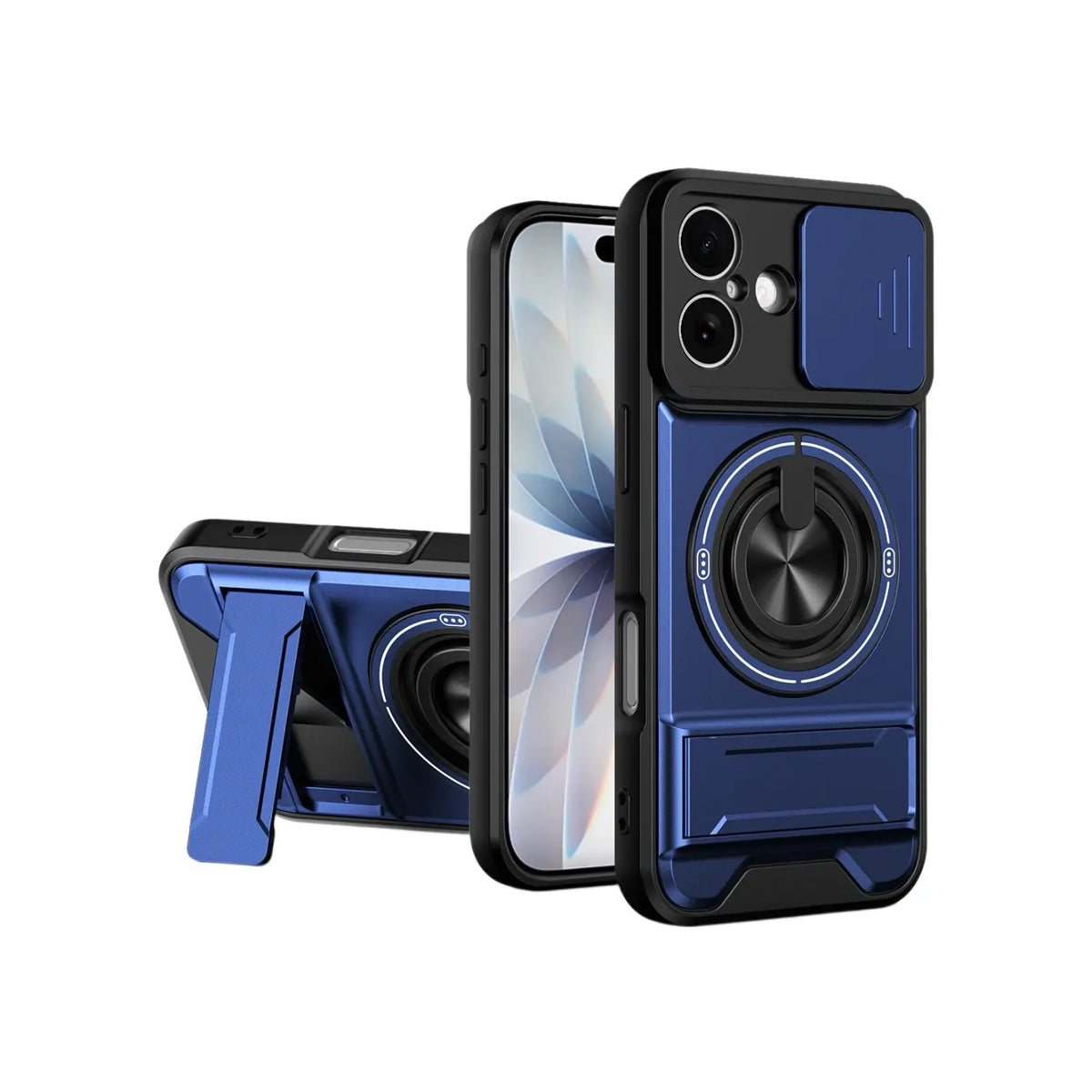 New Mecha Push Window Phone Case, Ring Military Grade Shockproof Cover For iPhone 17/16/15/11 Pro Max & Samsung S26ULTRA S26PLUS S26 S25 S24 S23 S22 21 20