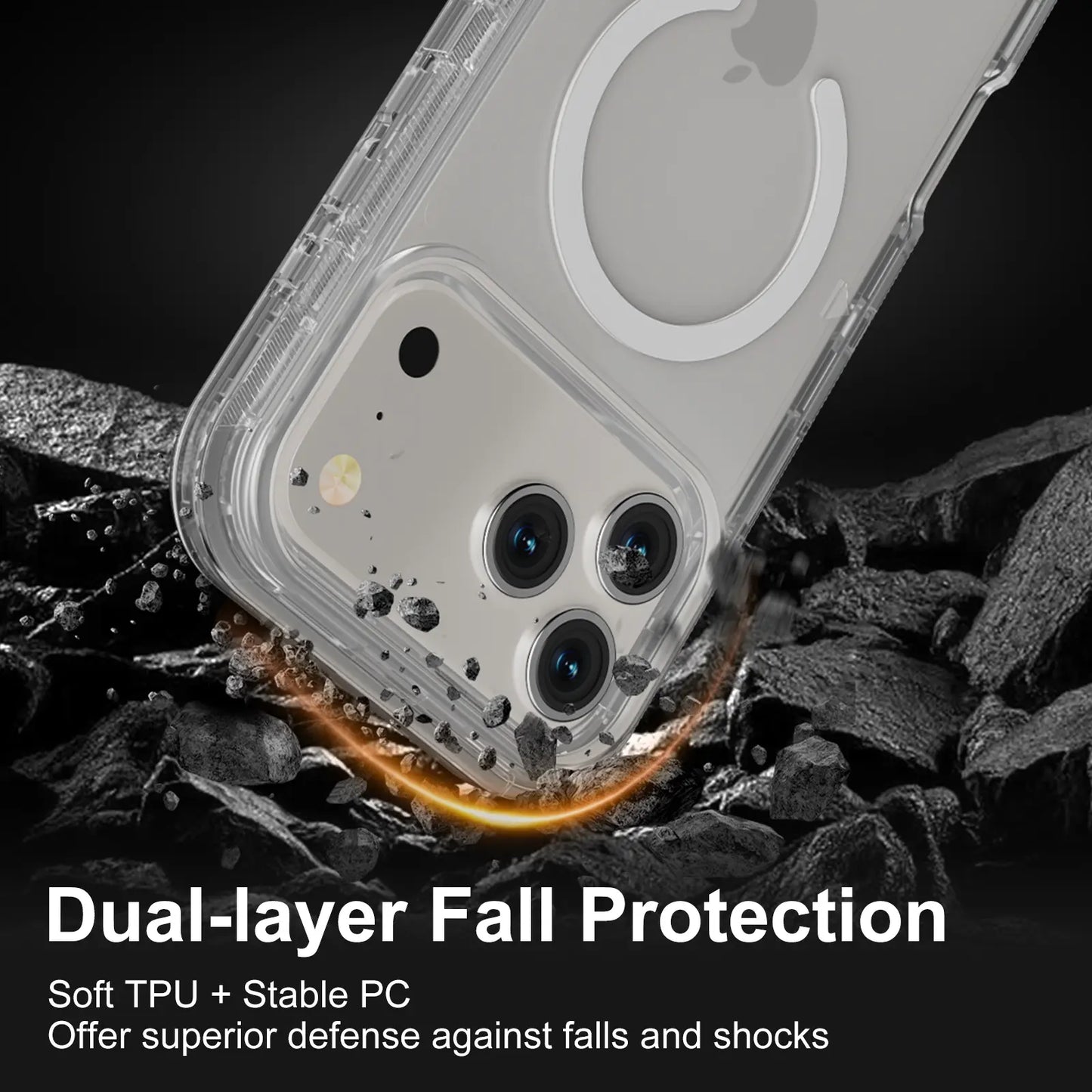 MagSafe Defender Case For iPhone, Multi-Layer Case Hybrid Heavy Duty Shockproof Case, Magnetic Transparent Clear Cover Protective Smartphone Case For 17 Pro Max/17/16/15/14/13 For Apple iPhone 17 Air