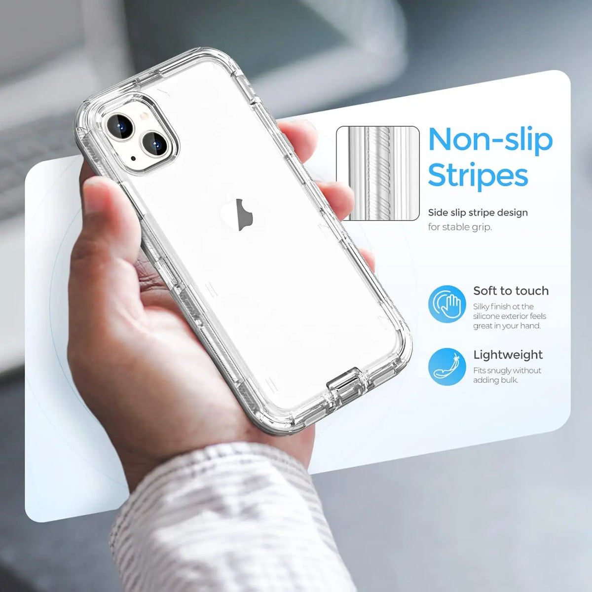 3-Layer Shockproof Clear Case for iPhone 17 Pro Max 16 15 14 13 12 11 Pro Max, Heavy Duty Transparent Military-Grade Drop Protection Cover for iPhone 17 Air iPhone Air