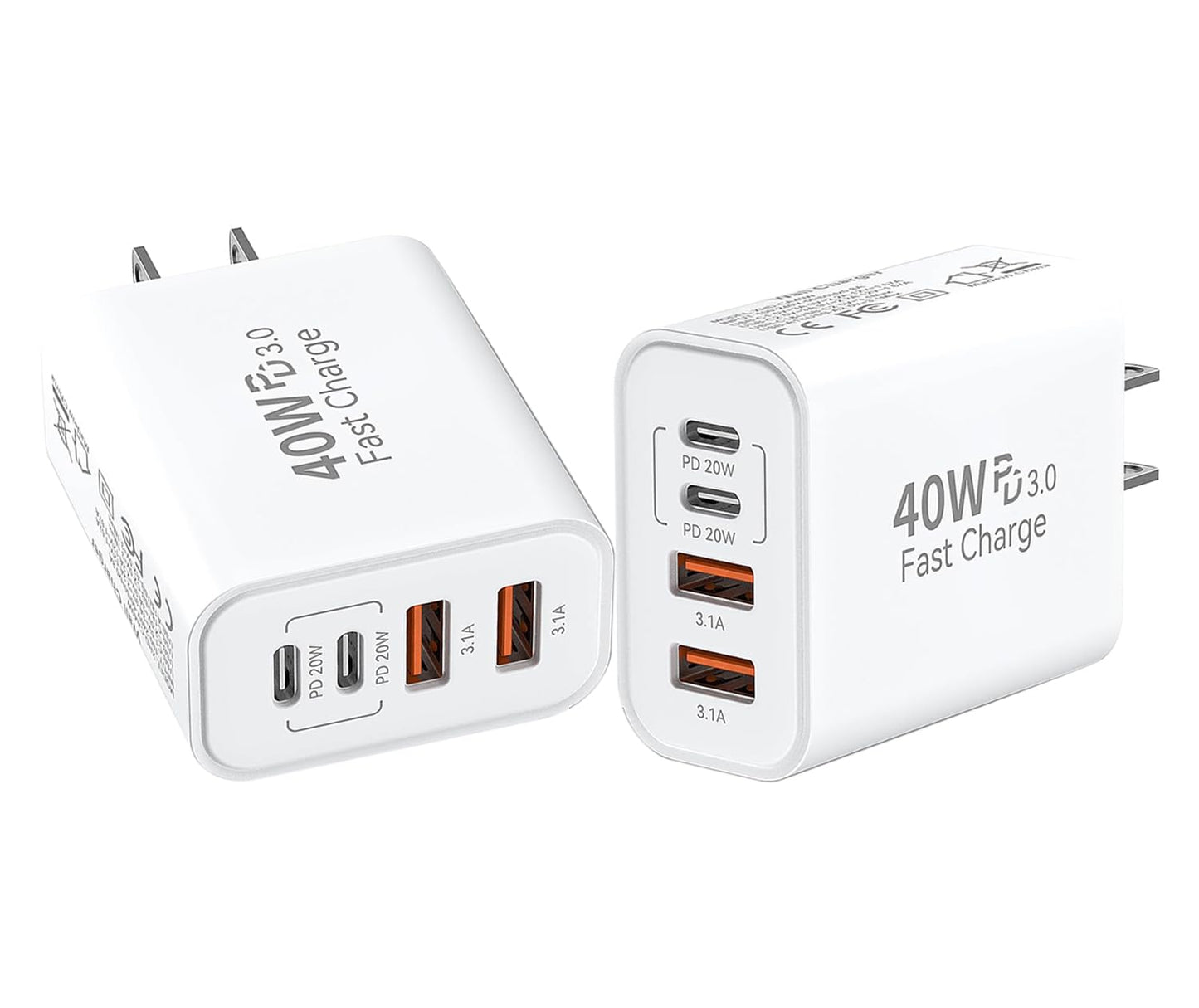 iPhone 17 USB C Fast Charger Block,3-Pack 40W USB C Charging Block 4-Port Dual Port PD+QC Fast Plug Wall Charger for iPhone 17/17 Pro/17Pro Max/Air/16/16e/16 Pro Max/16 Plus/15/14/13/12/11/Xs Max,iPad