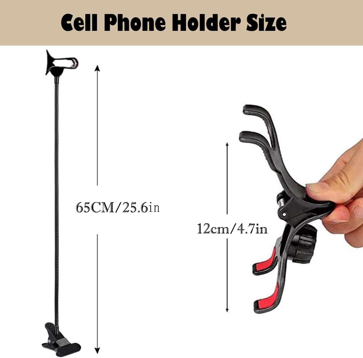 Selfdee Cell Phone Holder,Lazy Bracket, 360-degree Rotating Universal Flexible Long Arms Clip Mount Gooseneck Phones Stand for Bed Flexible Arm Adjustable Mount Clamp on Desk Bedframe (Black)