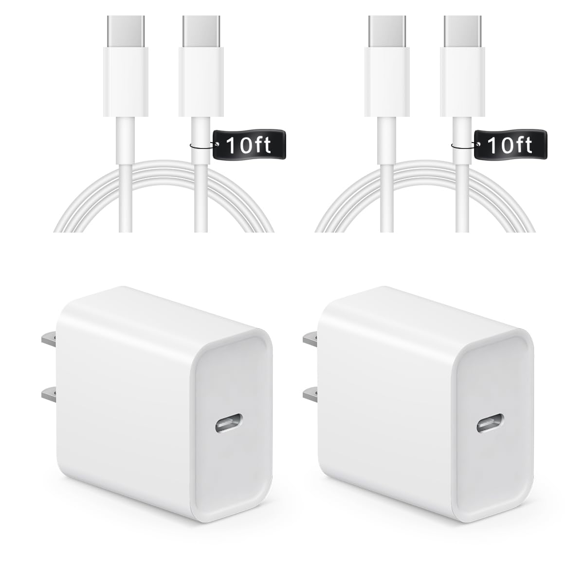 iPhone 17 16 15 Charger Fast Charging 10FT - 20W USB C Charger Block | with 10FT Extra Long Type C to C Cable Compatible with iPhone 17/17 Pro/17 Pro Max/Air/16/16e/15, iPad Pro, iPad Air (White)