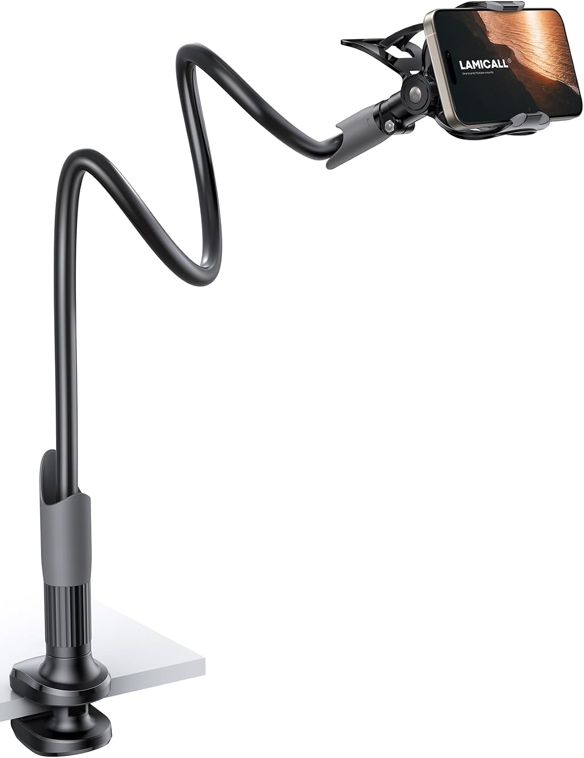Lamicall Gooseneck Bed Phone Holder 33.4" Full Adjustable Flexible Arm | Fast Install, Full Adjustable, Stable Flexible Long Arm, Bedside Multipurpose Holder for 4-7" Phone, iPhone 17 Pro Max Air