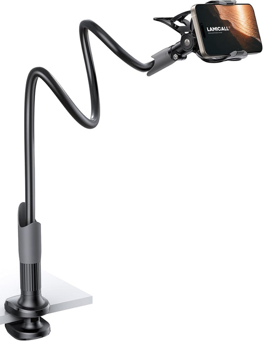 Lamicall Gooseneck Bed Phone Holder 33.4" Full Adjustable Flexible Arm | Fast Install, Full Adjustable, Stable Flexible Long Arm, Bedside Multipurpose Holder for 4-7" Phone, iPhone 17 Pro Max Air