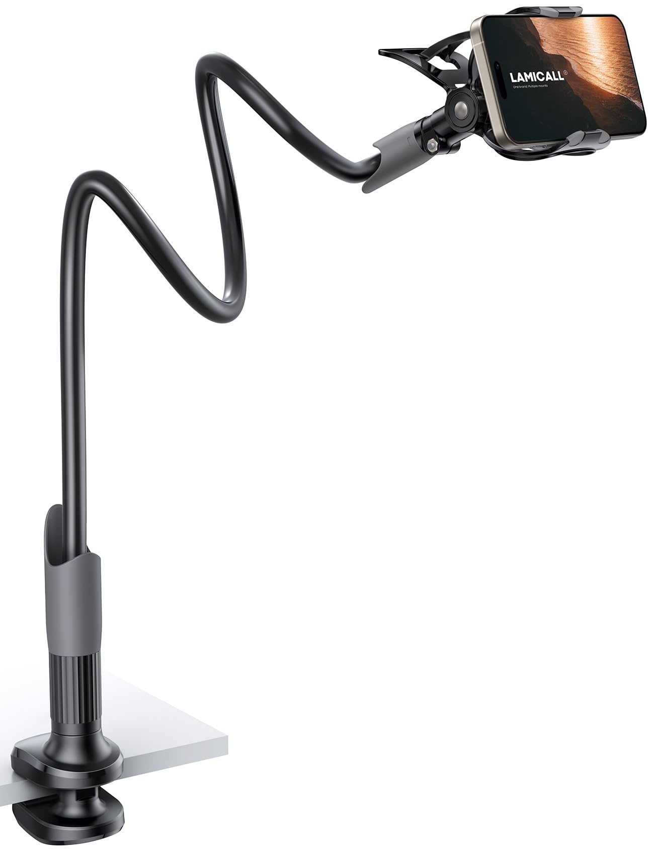 Lamicall Gooseneck Bed Phone Holder 33.4" Full Adjustable Flexible Arm | Fast Install, Full Adjustable, Stable Flexible Long Arm, Bedside Multipurpose Holder for 4-7" Phone, iPhone 17 Pro Max Air