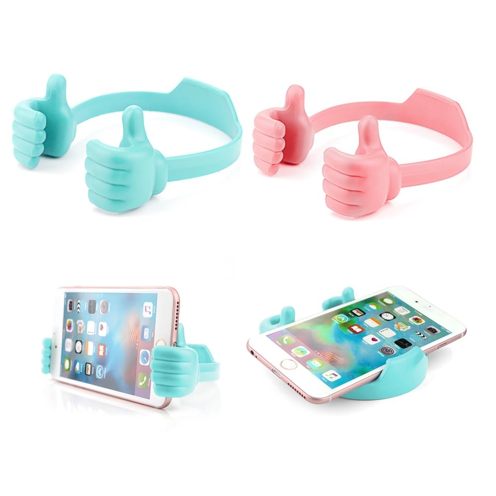 BUTEFO Thumbs up Cell Phone Holder Adjustable Silicone Tablet Stand Portable Desktop OK Stands Compatible for iPhone iPad Samsung Motorcycle Google TCL (Multi Colors, 8)